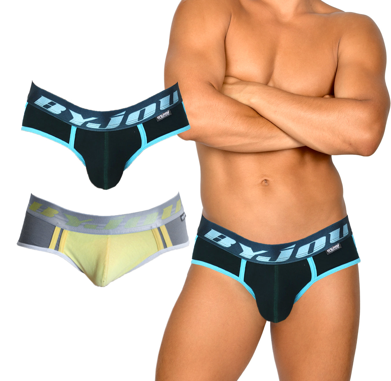 Boxer para Hombres 2Pack Negro, Gris y Amarillo Byjou Underwear B2PMX001