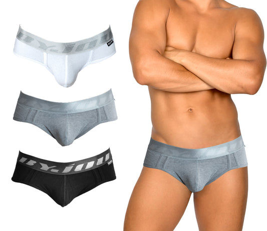 Boxer para Hombres 3Pack Blanco, Negro, Gris Byjou Ropa Interior B3PMX003